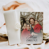 金ゴールド&ブラックフローラボホアーチフォトクリスマス シーズンカード