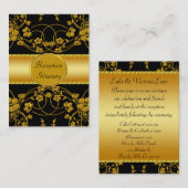 金ゴールド&ブラックフローラ結婚ズモノグラム エンクロージャーカード (正面/裏面)