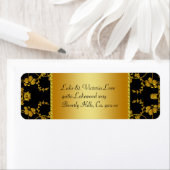 金ゴールド&ブラックフローラ結婚ズモノグラム ラベル (インサイチュ)