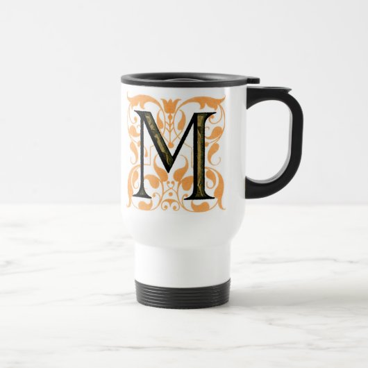 金ゴールド&ブラックフローラ'M' – マグカップ (右)
