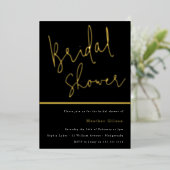 金ゴールド&ブラックブライダルシャワーゴールデン 箔招待状 (立ち正面)