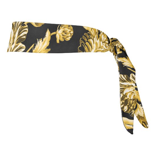 金ゴールド&ブラックボモダンタニカルフローラ タイヘッドバンド (回転90)