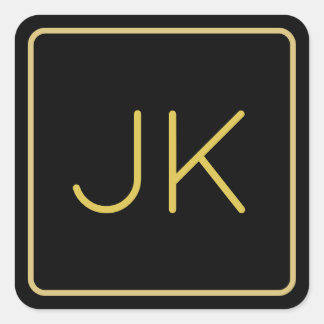 金ゴールド&ブラックミニマルタイポグラフィモノグラム スクエアシール