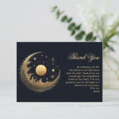 金ゴールド&ブラックムーン&スターズシナブライダルシャワー サンキューカード (スタンド正面)