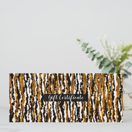 金ゴールド&ブラックモダンサファリレインギフト証明書 招待状 (スタンド正面)