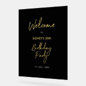 金ゴールド&ブラックモダンバースデーパーティーへようこそ アクリルサイン (傾斜)