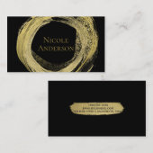 金ゴールド&ブラックモダンブ絵を描ラシGlamシックエレガント 名刺 (正面/裏面)
