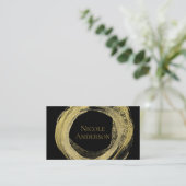 金ゴールド&ブラックモダンブ絵を描ラシGlamシックエレガント 名刺 (スタンド正面)