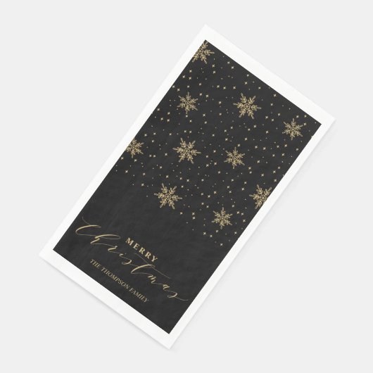 金ゴールド&ブラックモダンメリークリスマスパーティーナプキンス (コーナー)