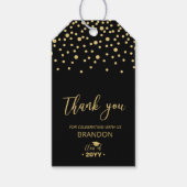 金ゴールド&ブラックモダン卒業パーティーメッセージカード ギフトタグ (正面)