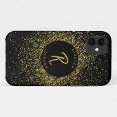 金ゴールド&ブラックモノグラガーリーム Case-Mate iPhoneケース (裏面(横))