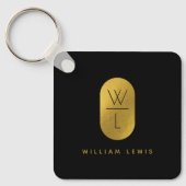 金ゴールド&ブラックモノグラムミニマモダンリスト キーホルダー (正面)