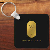 金ゴールド&ブラックモノグラムミニマモダンリスト キーホルダー (正面)