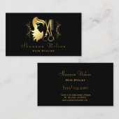 金ゴールド&ブラックラグジュアリー美容師サロンツール 名刺 (正面/裏面)
