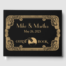 金ゴールド&ブラックヴィンテージアールデコゲストブック ゲストブック