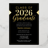 金ゴールド&ブラック卒業パーティーフォイル招待状 箔招待状 (正面)