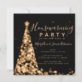 金ゴールド&ブラック引っ越し祝いパーティーパーティークリスマスホリデーズ 招待状 (正面)