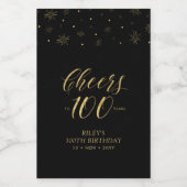 金ゴールド&ブラック応援100年100thバースデーパーティー ワインラベル (シングルラベル)