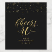 金ゴールド&ブラック応援40年、40歳の誕生日パーティー ワインラベル (シングルラベル)