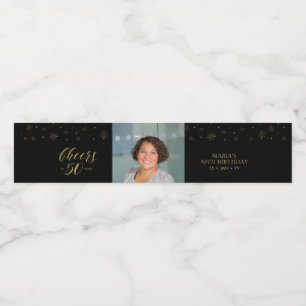 金ゴールド&ブラック応援50年、50歳の誕生日パーティー ペットボトルラベル