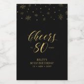 金ゴールド&ブラック応援80年80th Birthday Party ワインラベル (シングルラベル)