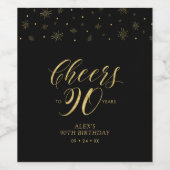 金ゴールド&ブラック応援90年90th Birthday Party ワインラベル (シングルラベル)