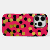 金ゴールド&ブラック水玉模様オンホットピンク Case-Mate iPhoneケース (裏面 (横))