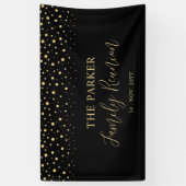 金ゴールド&ブラック紙吹雪ファミリー懇親会パーティーへようこそ 横断幕 (縦)