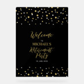 金ゴールド&ブラック紙吹雪リタイアメントパーティーへようこそ アクリルサイン (正面)