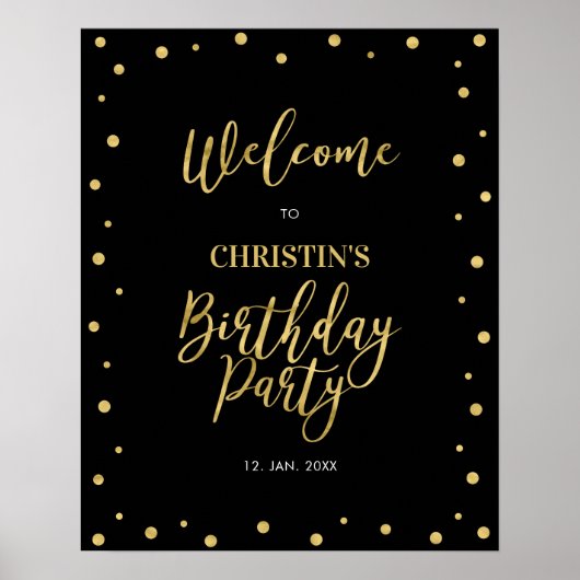 金ゴールド&ブラック紙吹雪50thバースデーパーティーへようこそ ポスター (正面)