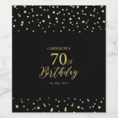 金ゴールド&ブラック紙吹雪70thバースデーパーティー ワインラベル (シングルラベル)