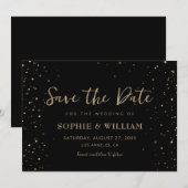 金ゴールド&ブラック美しいエレガントな結婚式 セーブザデート (正面/裏面)