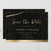 金ゴールド&ブラック美しいエレガントな結婚式 セーブザデート (正面/裏面)