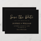 金ゴールド&ブラック美しいエレガントな結婚式 セーブザデート (正面/裏面)