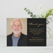 金ゴールド&ブラック記念悔やみや弔慰葬儀写真 サンキューカード (スタンド正面)