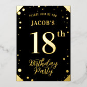 金ゴールド&ブラック誕生日フォイル招待状 箔招待状 (正面)