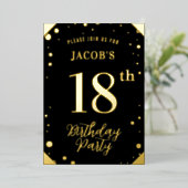 金ゴールド&ブラック誕生日フォイル招待状 箔招待状 (立ち正面)