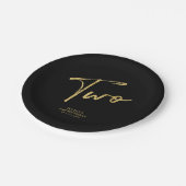 金ゴールド&ブラック2ブラシレタリングキッズ2nd birthday ペーパープレート (アングル)