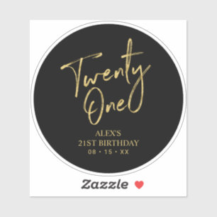 金ゴールド&ブラック21thバースデーパーティーお願い シール