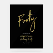 金ゴールド&ブラック40歳の誕生日パーティーへようこそ アクリルサイン (正面)