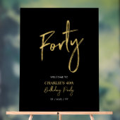 金ゴールド&ブラック40歳の誕生日パーティーへようこそ アクリルサイン (ニュートラル)