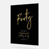 金ゴールド&ブラック40歳の誕生日パーティーへようこそ アクリルサイン (傾斜)