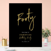金ゴールド&ブラック40歳の誕生日パーティーへようこそ アクリルサイン (ウェディング)