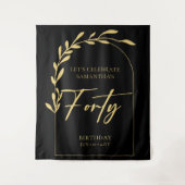 金ゴールド&ブラック40th誕生日パーティーバックドランドタペストリー タペストリー (正面)