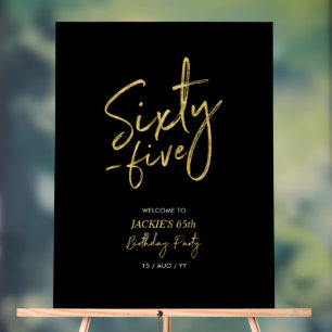 金ゴールド&ブラック465thバースデーパーティーへようこそ アクリルサイン