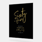 金ゴールド&ブラック465thバースデーパーティーへようこそ アクリルサイン (傾斜)