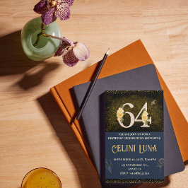 金ゴールド&ブラック64番目の誕生日招待状 招待状