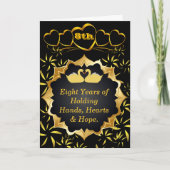 金ゴールド&ブラック8周年記念カード – スワン&ハート カード (正面)