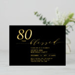 金ゴールド&ブラック80年愛80th誕生日パーティー 箔招待状<br><div class="desc">お祝誕生日パーティモダンー招待このデザインはスタイリッシュバラ金ゴールド箔「80賛美年」をクリーンなレイアウトで備えている。(フォイルプリントオプション：金ゴールド/バラ金ゴールド/シルバー)あなたはパーソナライズされた任意の年齢またはイベントに文字することができる。私のショップBaraBomDesignでは、より多くのデザインやパーティーの供給が利用可能である。</div>