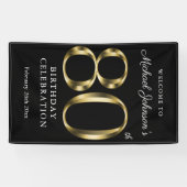 金ゴールド&ブラック80th誕生日エレガント歓迎パーティー 横断幕 (横)